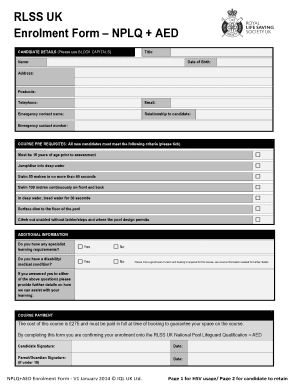 RLSS UK NPLQ AED Enrolment Form