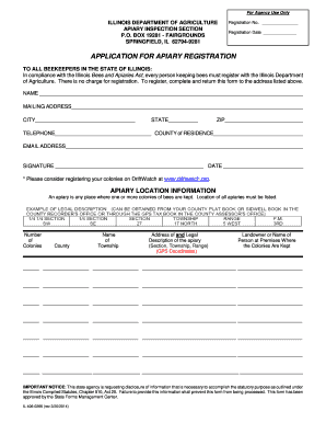 Illinois Apiary Registration Form