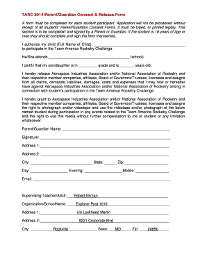 TARC 2014 Parent/Guardian Consent & Release Form