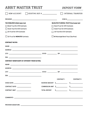 ABBIT Master Trust Deposit Form