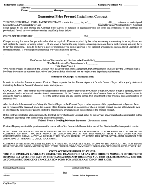 Pre-Need Funeral Installment Contract