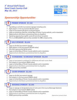 Sponsorship Opportunities - United Way of Porter County - unitedwaypc