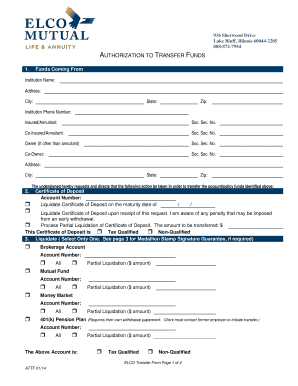 Authorization to Transfer Funds