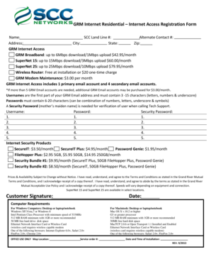 GRM Internet Residential Access Registration Form