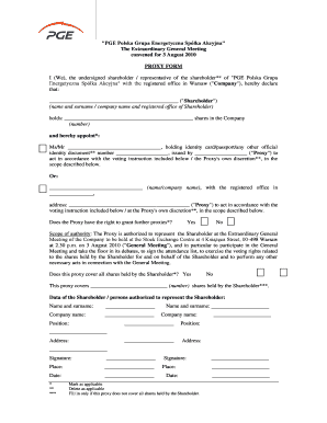 Proxy Form for PGE General Meeting