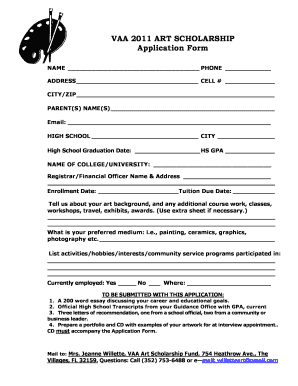 Logo proposal pdf - VAA 2011 ART SCHOLARSHIP Application Form - Visual Arts ...