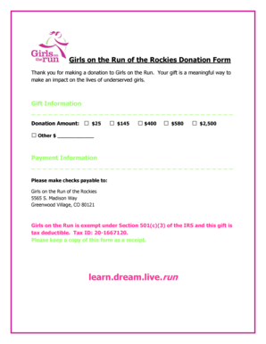 Girls on the Run Donation Form