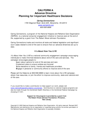 California Advance Healthcare Directive
