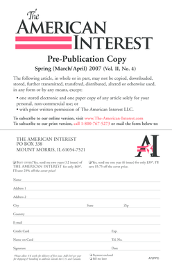 The American Interest Magazine Subscription Form