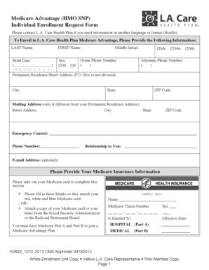 Medicare Advantage HMO SNP Enrollment Form