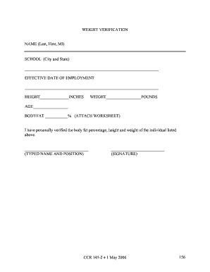 Weight Verification Form