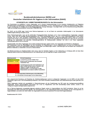 Hygieneplan / Arbeitsanweisungen für die Zahnmedizin
