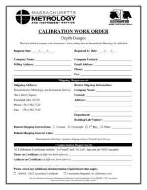 Calibration Work Order