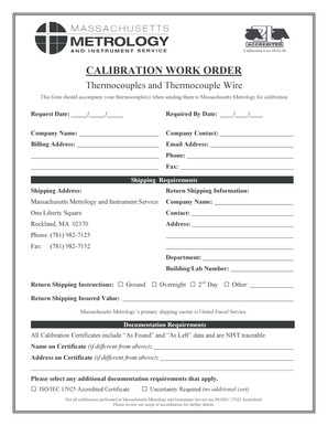 Calibration Work Order