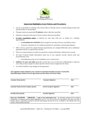 Psychotherapist-Patient Services Agreement