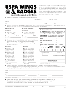USPA Jump Achievement Certificate Application