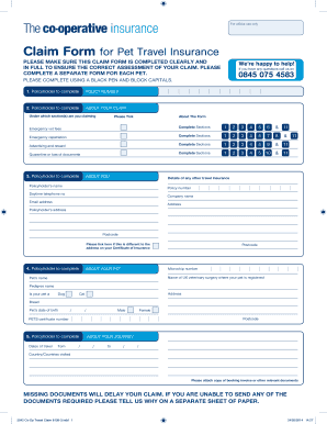 Pet Travel Insurance Claim Form