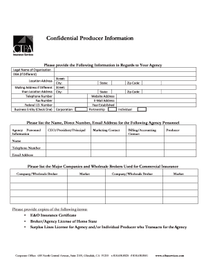 Producer Information Form