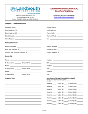 Subcontractor Qualification Form