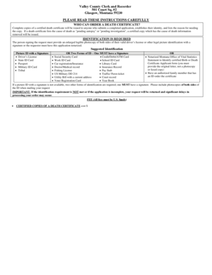 Montana Death Certificate Application