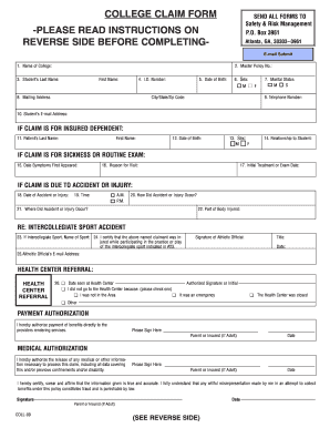 College Claim Form