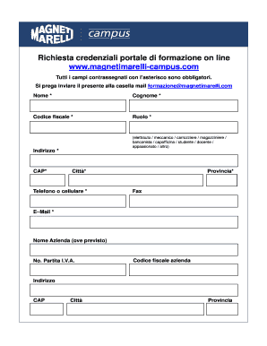 Richiesta credenziali portale di formazione on line
