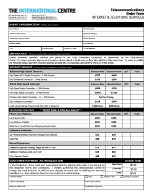 Telecommunications Order Form