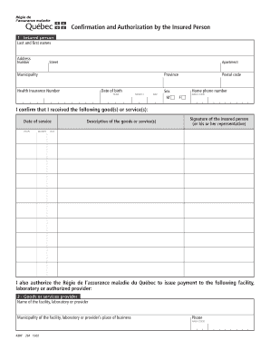 Formulaire de confirmation et d'autorisation par la personne assurée