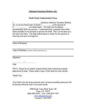 Insurance Payment Authorization Form