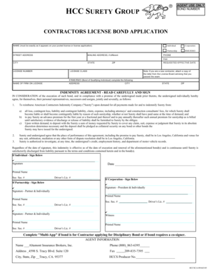 California Contractors License Bond Application