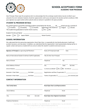 School Acceptance Form