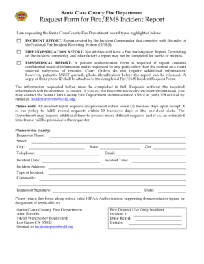 Santa Clara County Fire EMS Incident Report Request Form