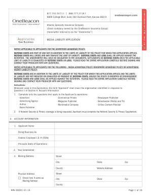 Media Liability Application