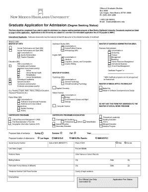 Graduate Application for Admission