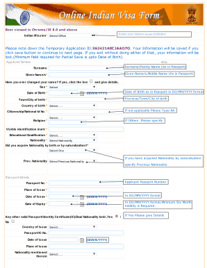 Indian Visa Application Form