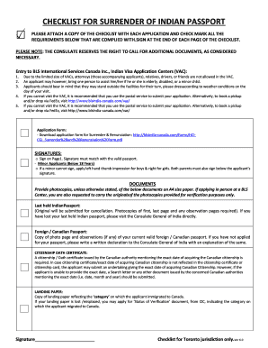 Indian Passport Surrender Checklist