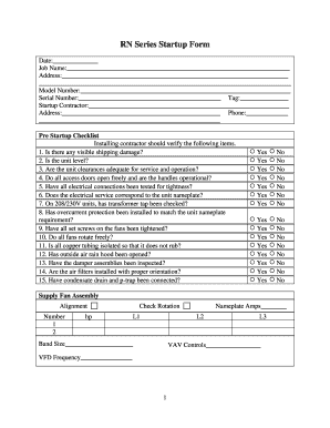 HVAC Startup Checklist Form