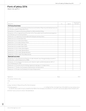 Mears Group PLC Proxy Form 2014