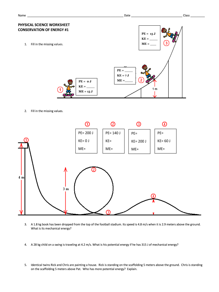 Conservation Of Energy Worksheet E streetlight