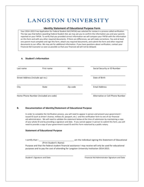 Identity Statement of Educational Purpose Form