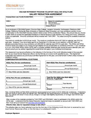 OSU/A&M Retirement Program Salary Reduction Agreement