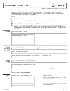 Managed Fund Standard Transfer Form