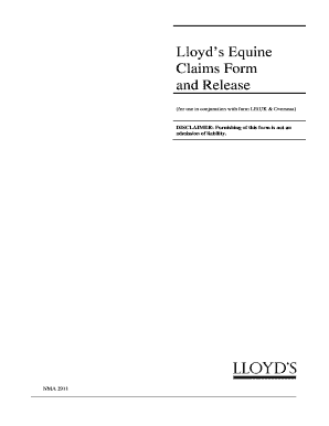 Lloyd's Equine Claims Form and Release