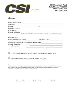 Credit Card Payment Authorization Form