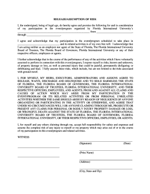Release and Assumption of Risk Agreement
