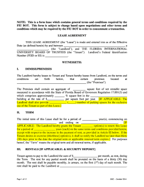 FIU Lease Agreement