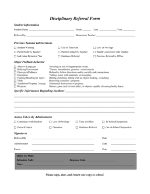 Disciplinary Referral Form