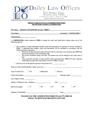 Credit Card Auto Pay Authorization Form
