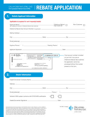 Oklahoma Natural Gas CNG Rebate Application