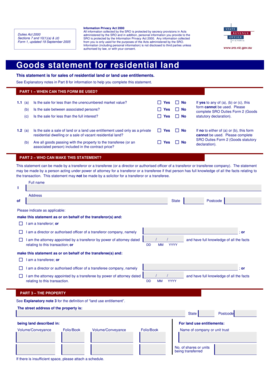 Goods Statement for Residential Land